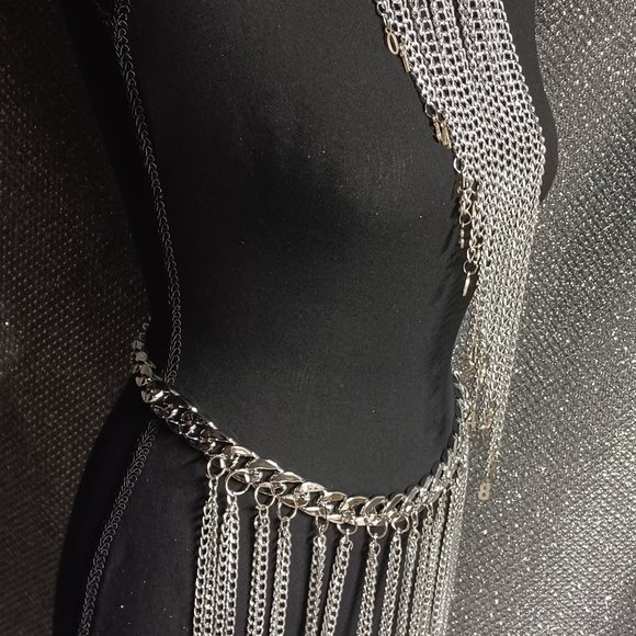 Naim Chains(R) Jewelry Dazzling Silver Long Tassel Waist Belt With Matching Necklace Poshmark